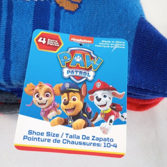 NEW Paw Patrol Kids Socks 4 Pack Shoe Size 10-4 Boys Girls Crew Socks Gift - Picture 8 of 8